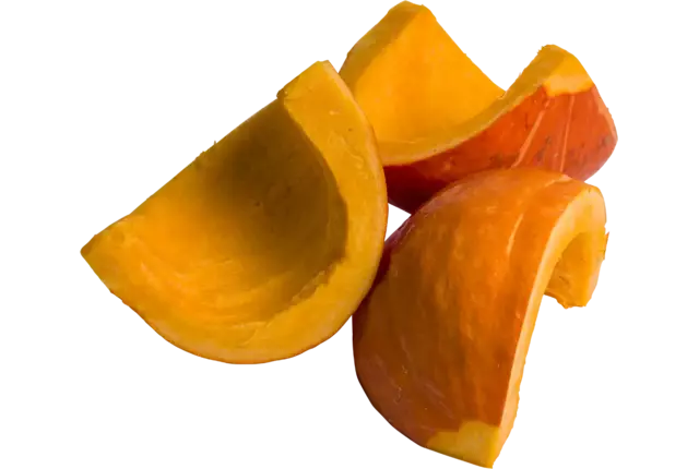 Oranje pompoen kwarten met schil bak 1kg stuk